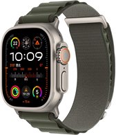 Stravo Nieuw Alpine Loop Nylon Sport bandje - Geschikt voor Apple Watch 46mm (Series 12/11/10), 49mm (Ultra 4/3/2), 45mm (Series 7/8/9), 44mm (Series 4/5/6, SE 1/2/3), 42mm (Series 1/2/3) - Verstelbaar met Metalen C-Haak - Groen