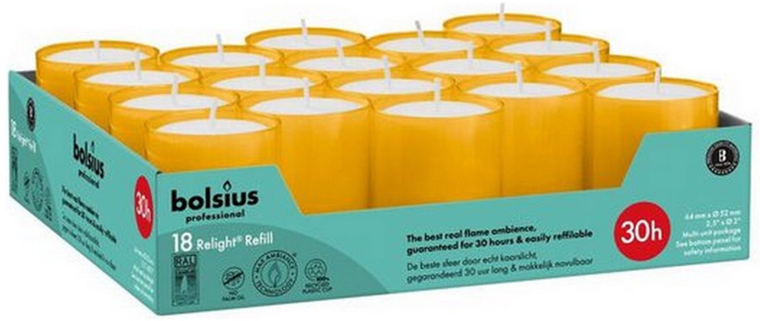 Bolsius | Relight 30 Uur Amber | 4 x 18 stuks