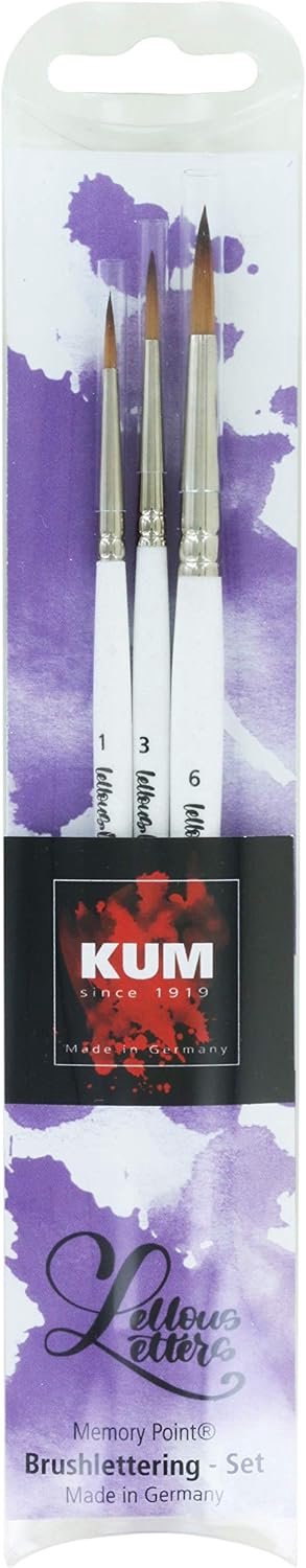 Brushlettering Set: 3x Waterverf Penselen met Glitter Steel