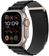 Stravo Nieuw Alpine Loop Nylon Sport bandje - Geschikt voor Apple Watch 46mm (Series 12/11/10), 49mm (Ultra 4/3/2), 45mm (Series 7/8/9), 44mm (Series 4/5/6, SE 1/2/3), 42mm (Series 1/2/3) - Verstelbaar met Metalen C-Haak - Zwart