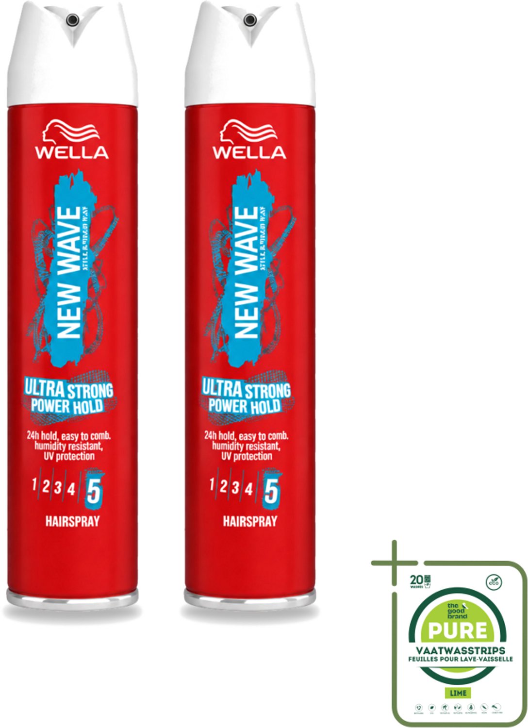 2 x Wella – New Wave Rock’n Hold Ultra Strong – Haarspray – 250 ml - Grootverpakking - Vaatwasstrips - Haarspray - Stevigheid - UV Bescherming - Vochtbestendig - Langdurige Fixatie