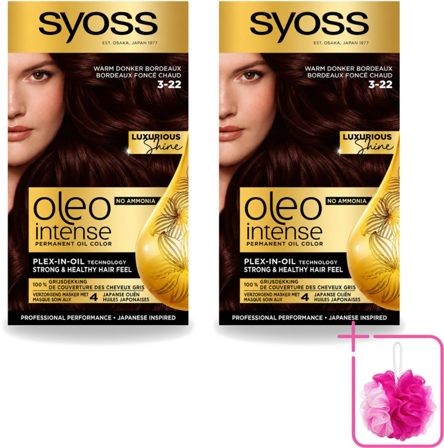 2 x SYOSS - Oleo Intense 3-22 - Haarverf - Permanente Haarkleuring - Warm Donker Bordeaux - Langdurige Kleur - Bulkverpakking - Haarkleur - Douchemop - Haarkleuring