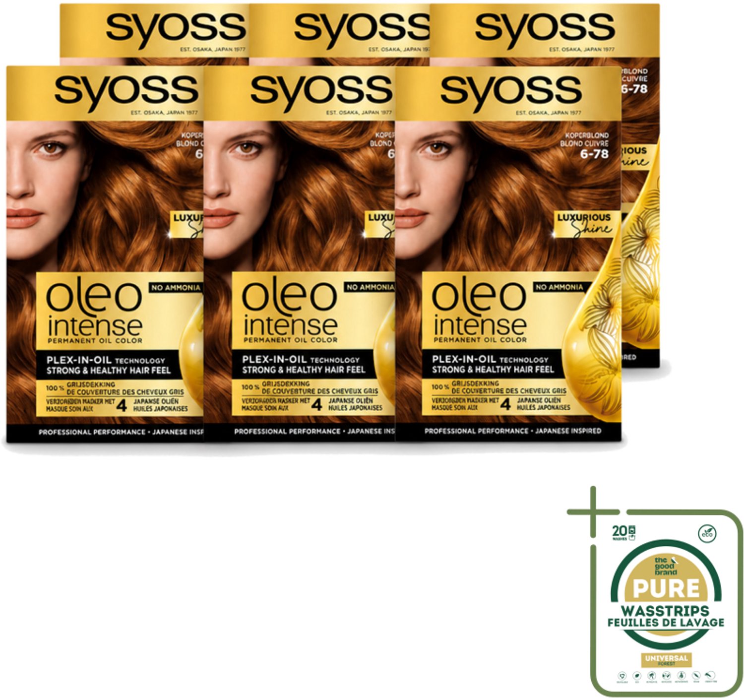 6 x SYOSS - Oleo Intense 6-78 - Haarverf - Permanente Haarkleuring - Koperblond - Langdurige Kleur - Wasstrips - Haarkleur - Permanente Haarkleuring - Koperblond - Olie-formule - Haarverf