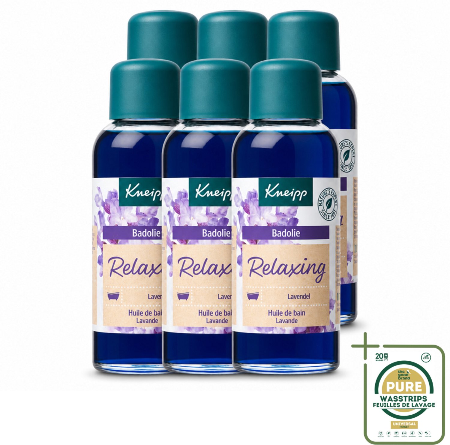 6 x Kneipp - Badolie - Lavendel - Ontspannende geur - 100 ml - Wasstrips - Badolie Lavendel - Ontspanning - Rustgevende Geur - Huidverzorging - Natuurlijke Badolie