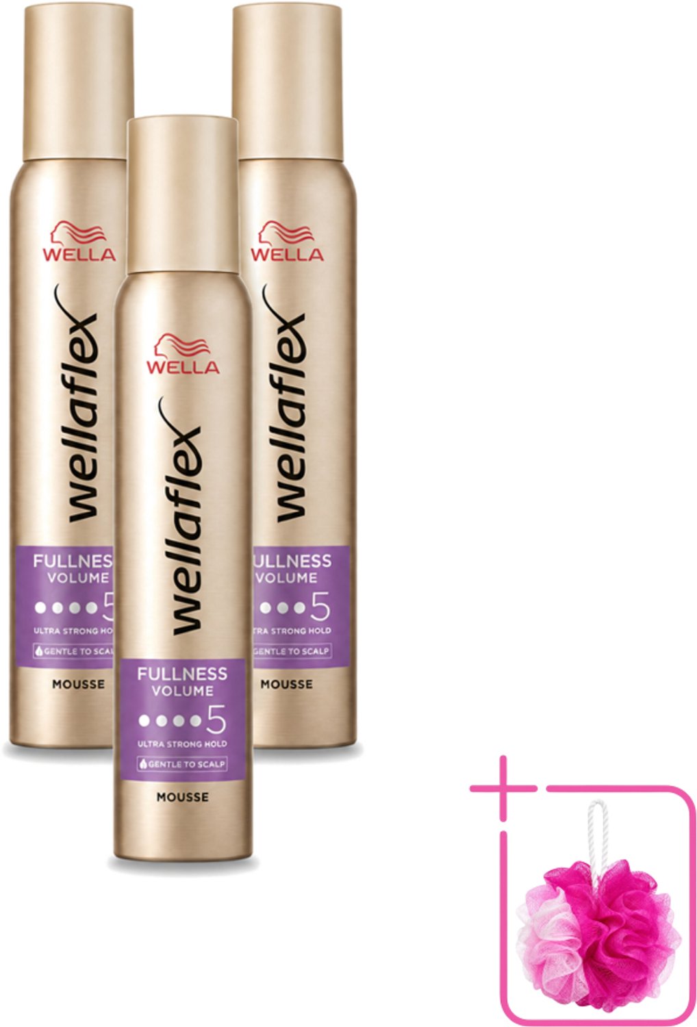 3 x Wella – Flex Fullness Volume Ultra Strong – Haarmousse – 200 ml - Bulkverpakking - Haarmousse - Douchemop - Volume