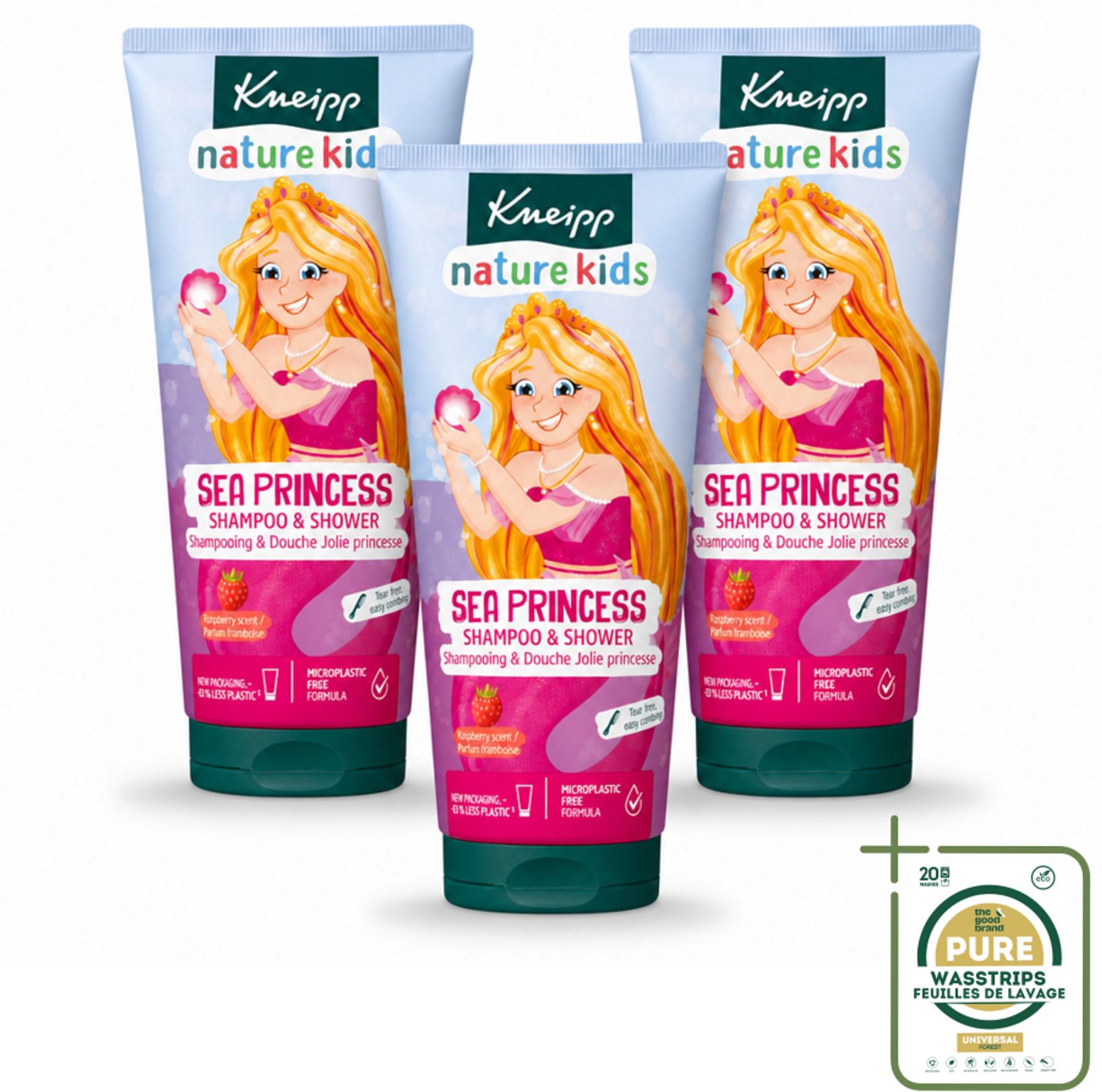 3 x Kneipp - Shampoo & Douche - Prinsessen - 200 ml - Wasstrips - Kneipp Kids Prinsessen - Shampoo En Douche - Geurige Douche - Gevoelige Huid - Kinderbad