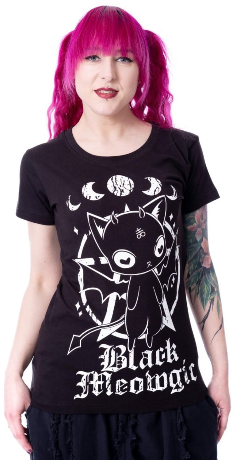 Cupcake Cult - Meowgic Dames Tshirt - L - Zwart