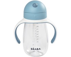 Béaba Drinkbeker - Rietjesbeker 300 ml - Lekvrij - Verwijderbare Handvatten - Vanaf 8 Maanden - Blauw