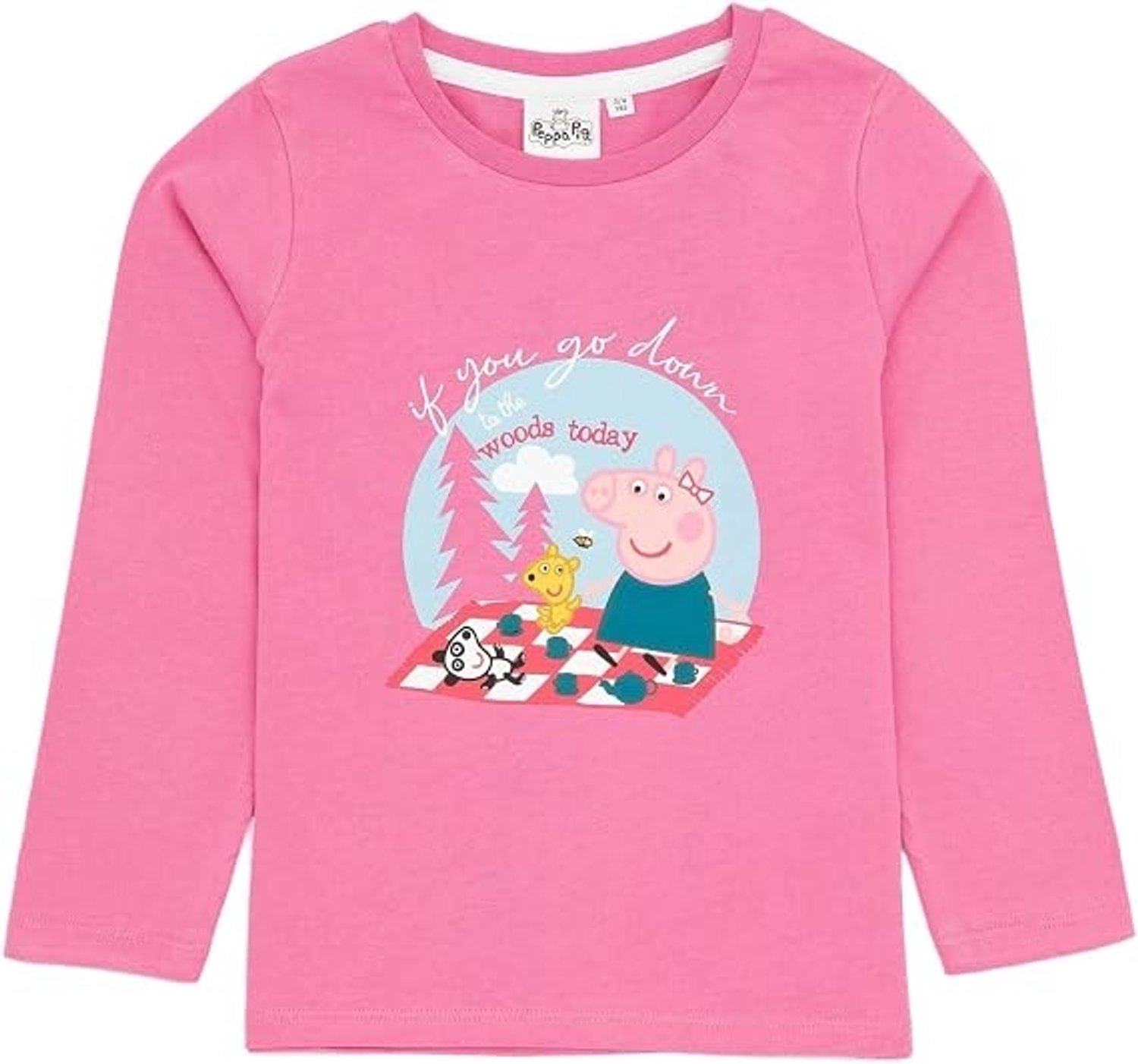 Peppa Pig Meisjes Longsleeve - Shirt met Lange Mouwen - Roze Picknick - Katoen - Maat 92/98