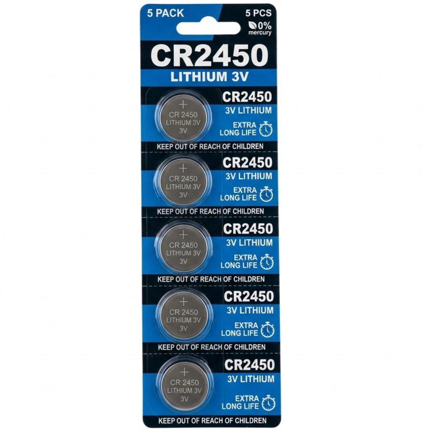 CR2450 Knoopcel Batterij 3V Lithium – Per 5 Stuks