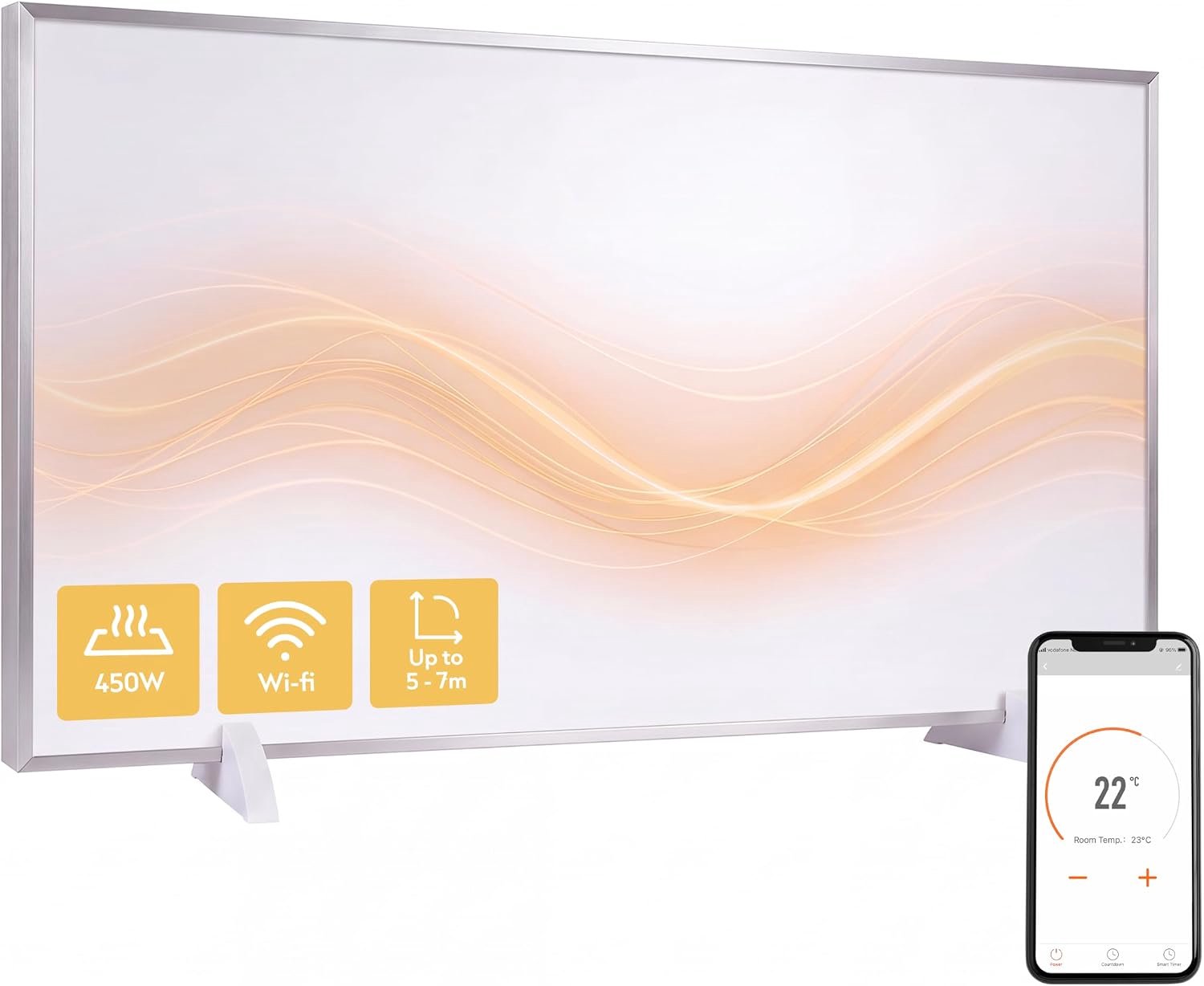 QEVA Infrarood Paneel Verplaatsbaar - Infraroodpaneel - Verplaatsbare Verwarming - Wit - 5cm x 90cm x 50cm
