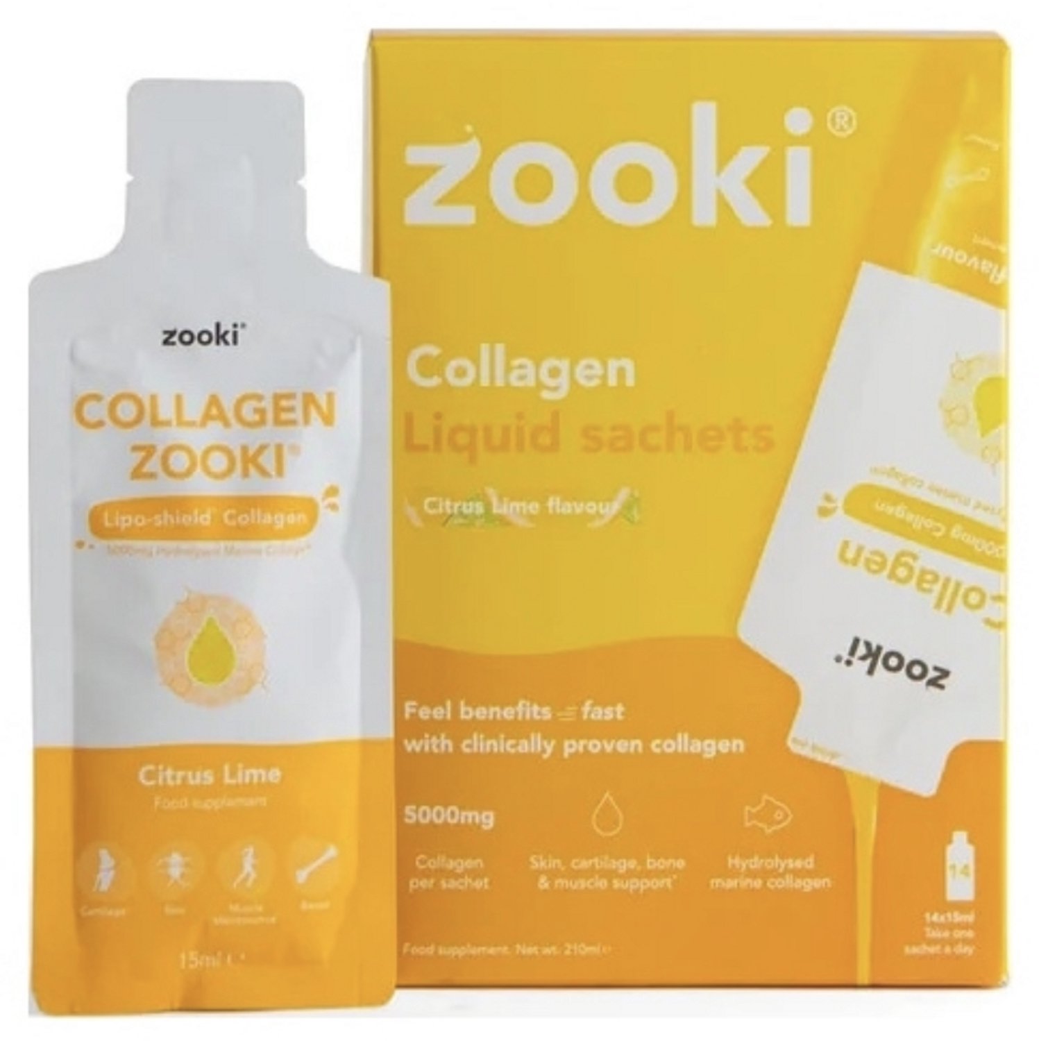 Zooki Collagen Citrus Lime Flavour 5,000mg 14 sachets x 15 ML