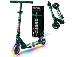 Suotu Kinderstep - 145mm Lichtgevende Wielen - Step - Speelgoed Jongens/Meisjes - Max stuurhoogte: 85 cm - Aluminium - Groen/Wit