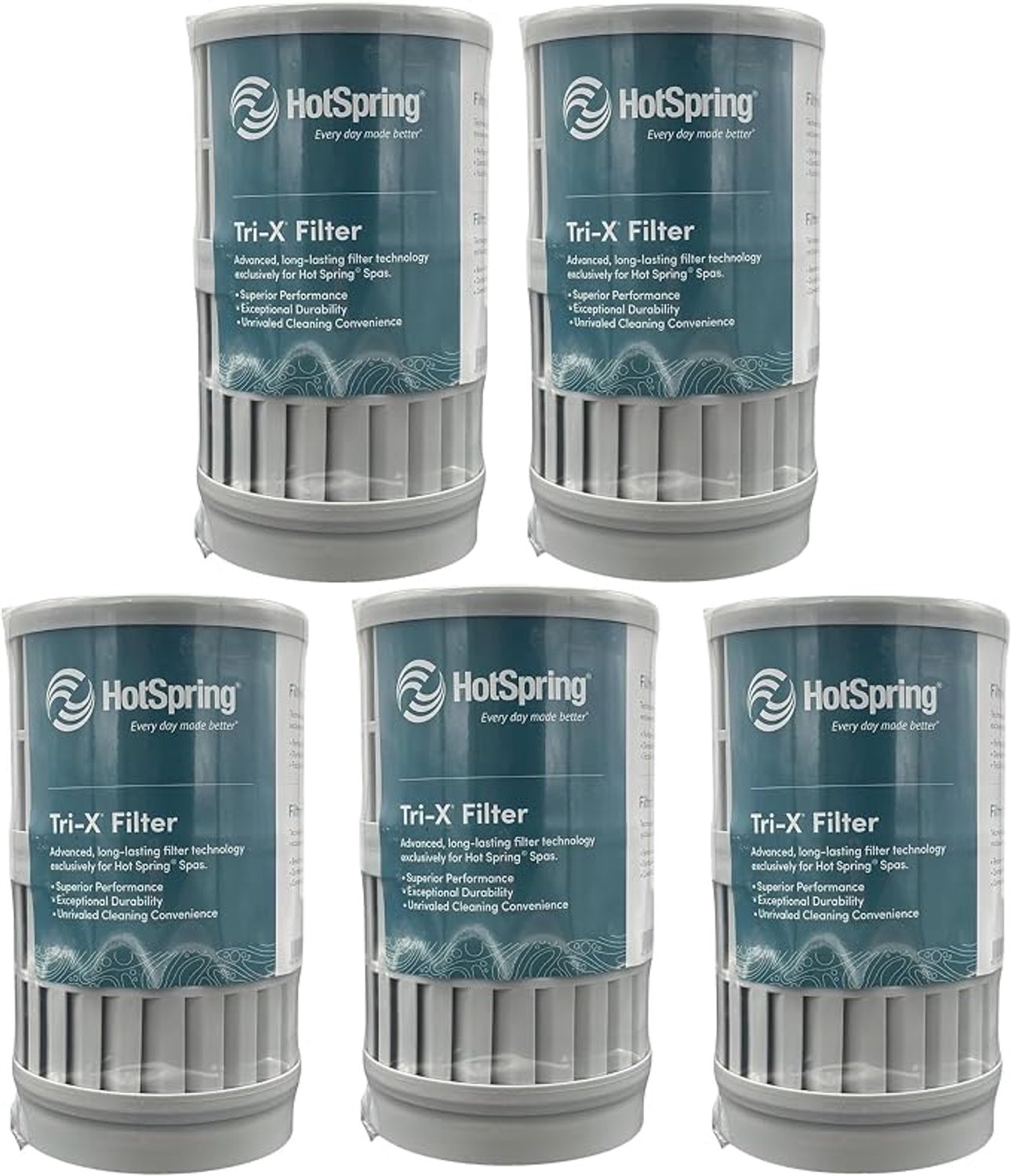 5-pack HotSpring Spa Tri-X filters VERNIEUWD!! de beste originele filters voor uw HotSpring Spa, filtreren beter, zijn eenvoudiger schoon te maken, gaan langer mee dan papieren filters.
