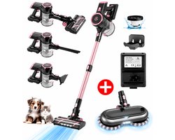 AG4200 Steelstofzuiger Draadloos – Stofzuiger met Elektrische Dweil – Draadloze Stofzuiger Zonder Zak – Krachtig – Kruimeldief – Dierenharen – Lichtgewicht – Rose Gold