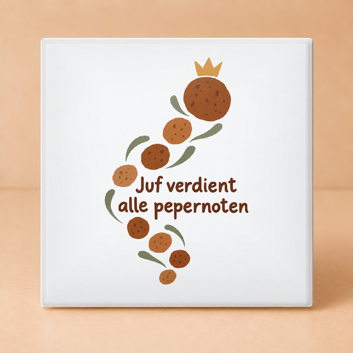 Bedruk King Speelse Juf verdient alle pepernoten Tegel – Unieke Matisse-stijl decoratie voor leraren en scholen - 11 x 11 cm Wit