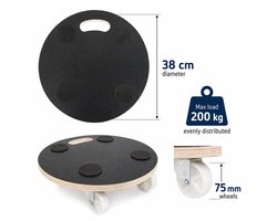 HOME It® Ronde Meubelroller 200 kg - Transportroller Ø38 cm - Multiplex - 4 zwenkwielen Ø75 mm - Antislip - Meubelhondje - Meubelverplaatser - Verhuistrolley - Transportdolly