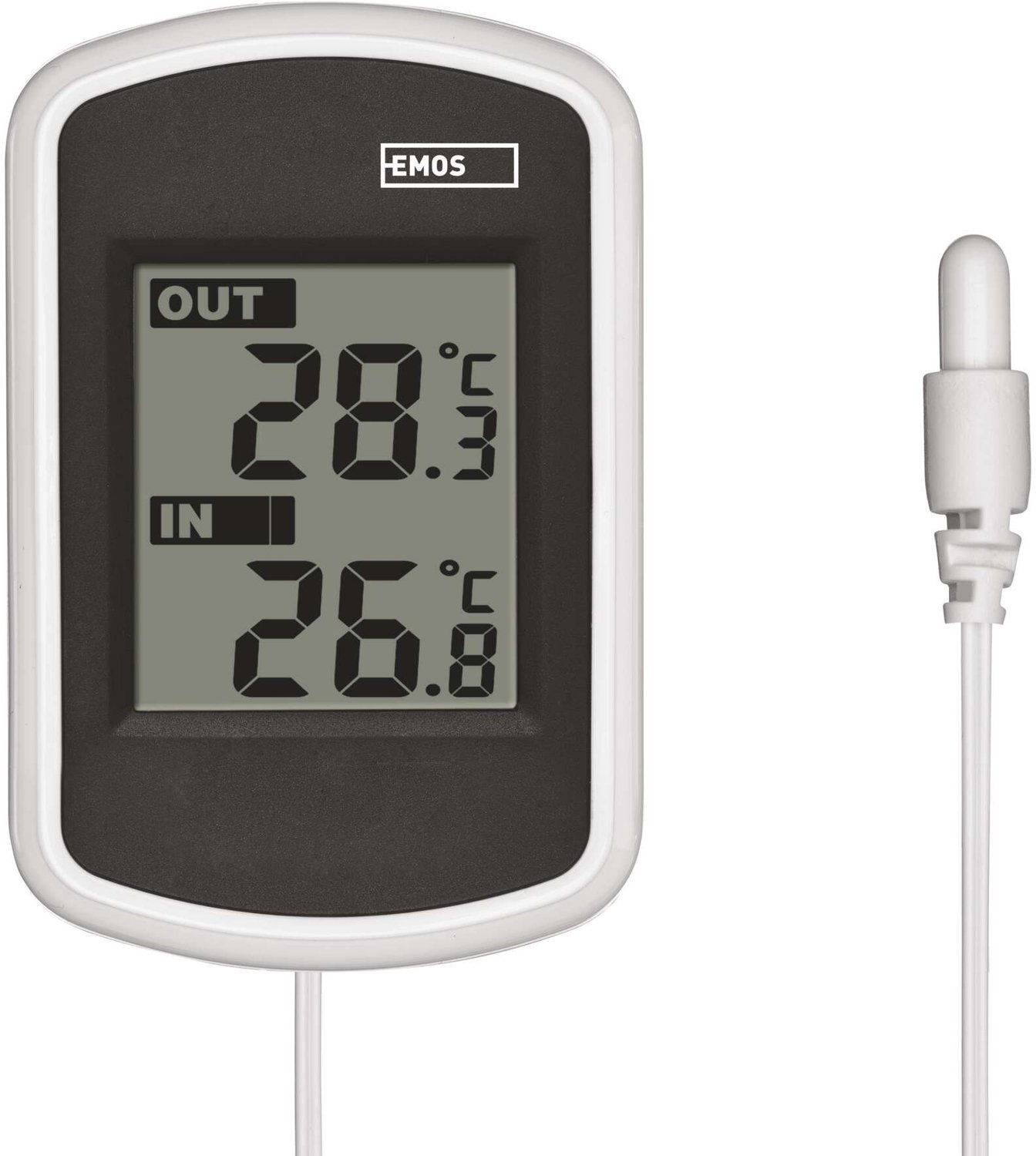 Emos Thermometer met Sensor - Thermometer Binnen en Buiten - Weerstation - E0041 - Wit