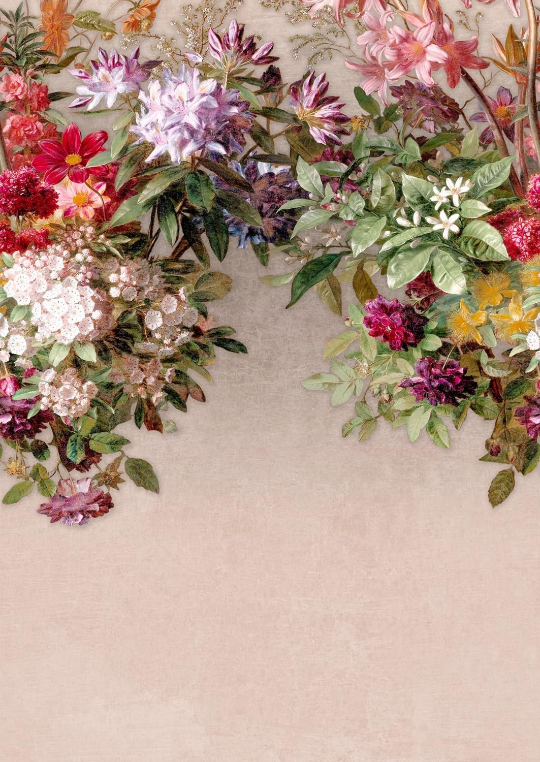 Rasch Fotobehang 360981 - Bloemen & Bladeren, Beige/Rood/Groen, 3m x 2.12m