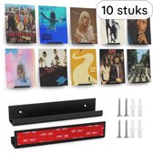 LP houder aan de muur - Vinyl opbergsysteem - Sterk zelfplakkende LP houder - Inclusief bevestigingsmateriaal - 10 stuks