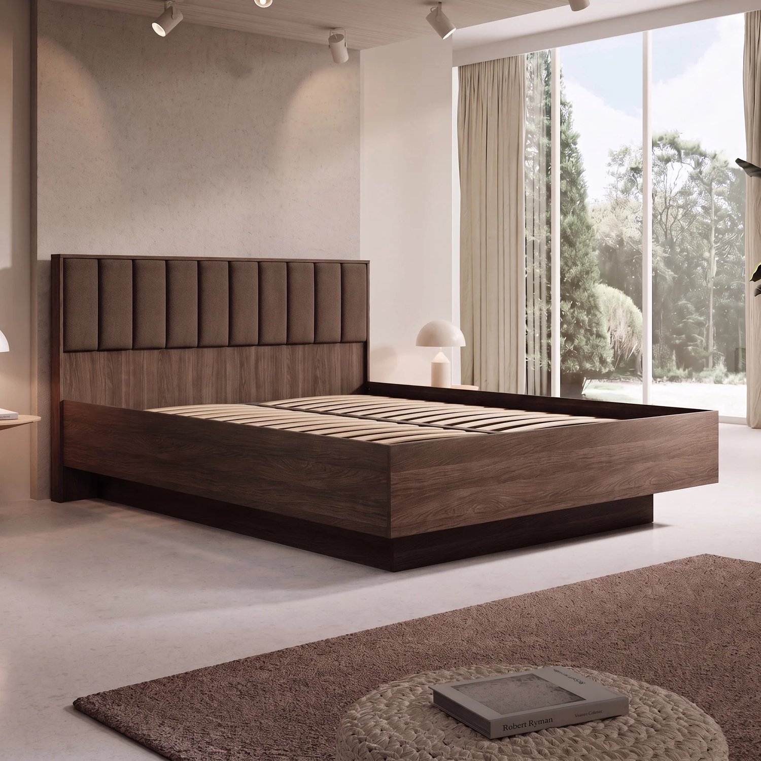 Meubella - Umbra - Tweepersoonsbed - Donker eikenpatroon - 160x200 cm