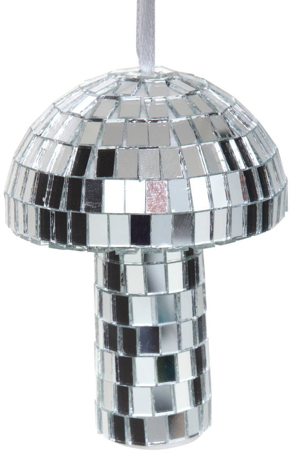 Atmosphera Créateur d'intérieur® Disco-effect paddestoelvormige dennenhanger, 8 cm Argenté