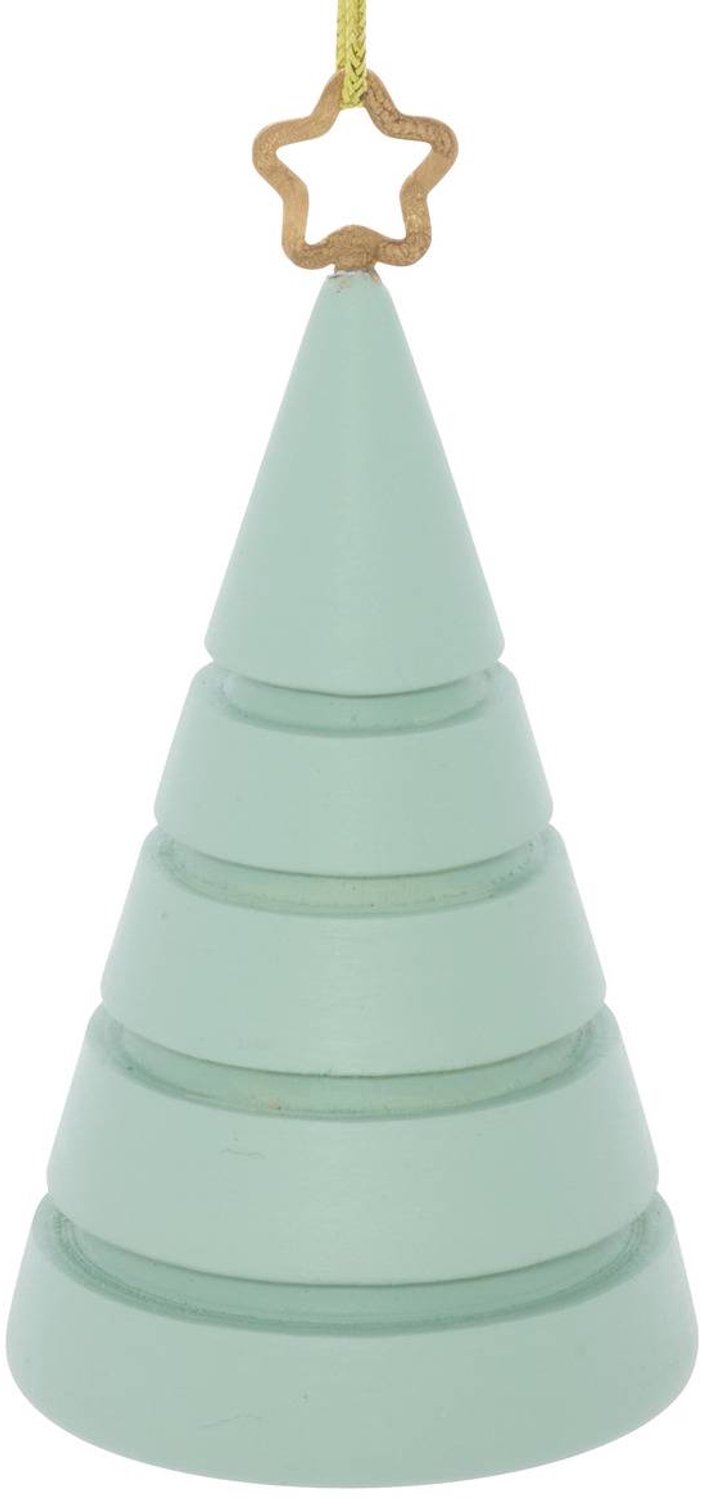 Feeric lights & Christmas Kerstboomversiering met 3D-kerstboommotief en groene houten ster, 10 cm