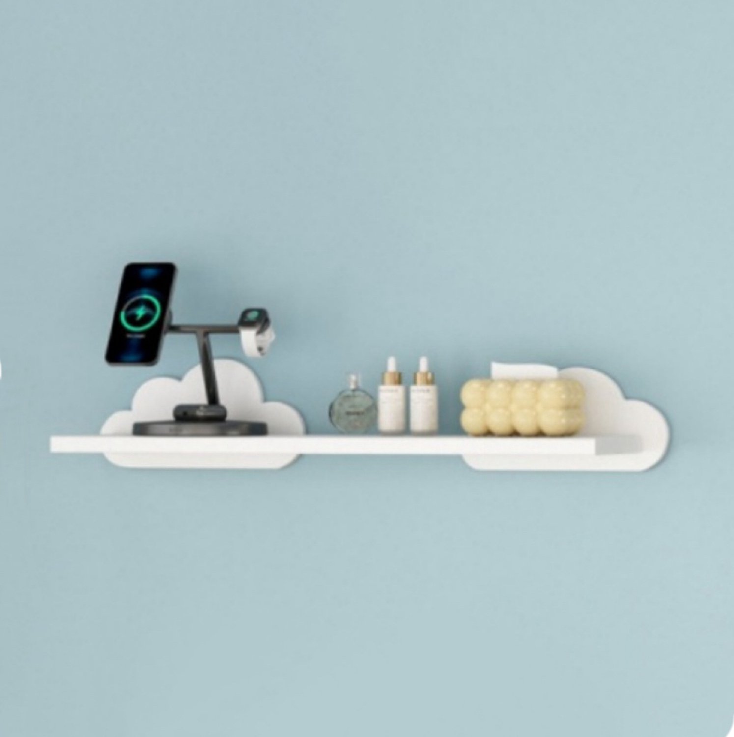 Wolk Vorm Wandplank‑ Dubbele Wolk Opbergplank‑ Zonder Boren Muurplank‑ Decoratieve Wand Opbergrek voor Slaapkamer en Woonkamer