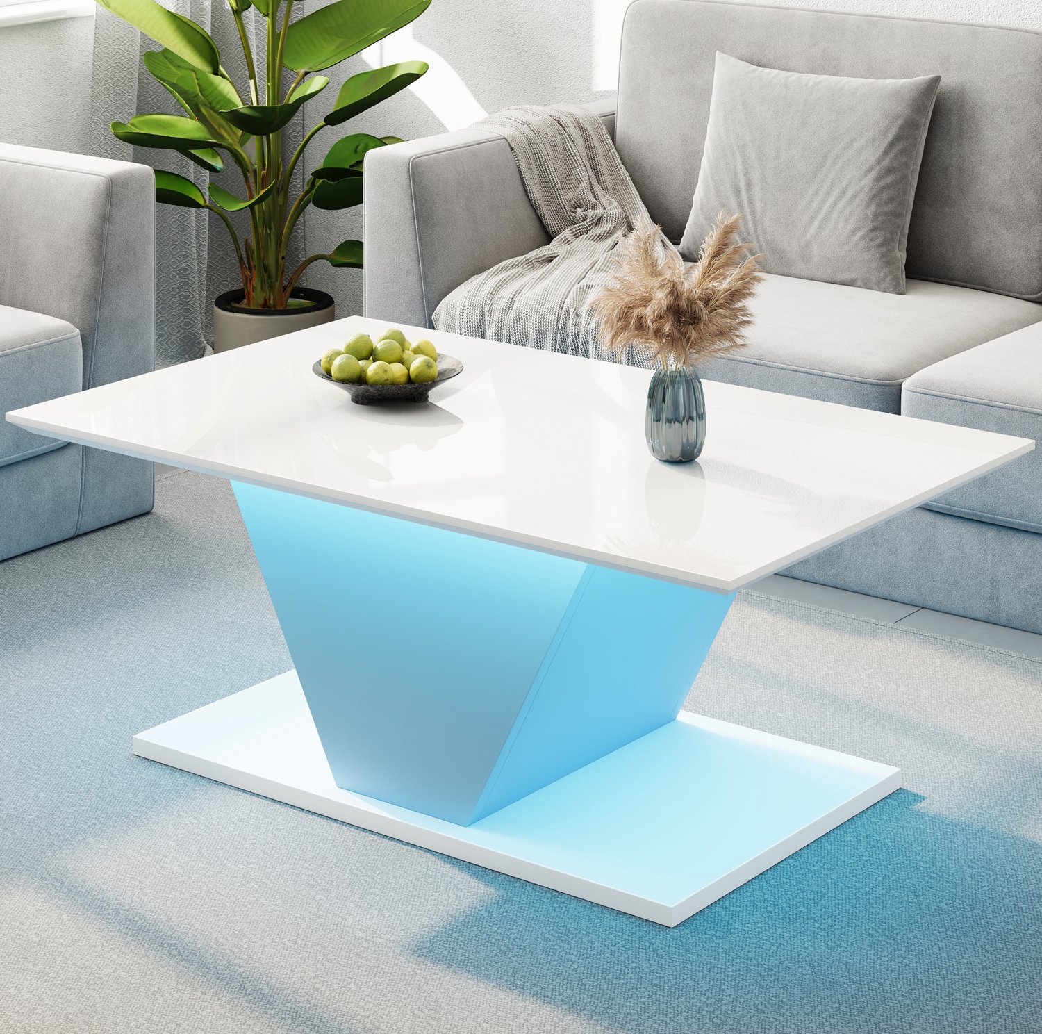 CHICFURN Salontafel - LED-verlichting - V-vorm - Wit