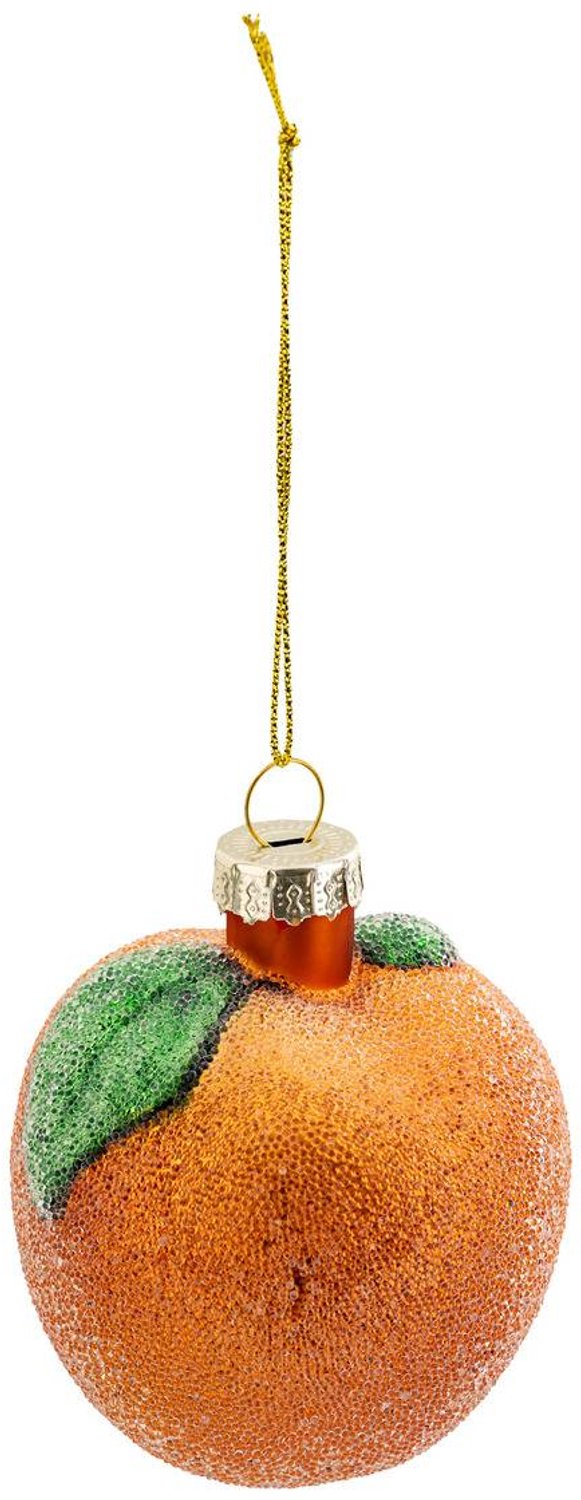 Feeric lights & Christmas Oranje, berijpte glazen dennenboomhanger, hoogte 7 cm Orange