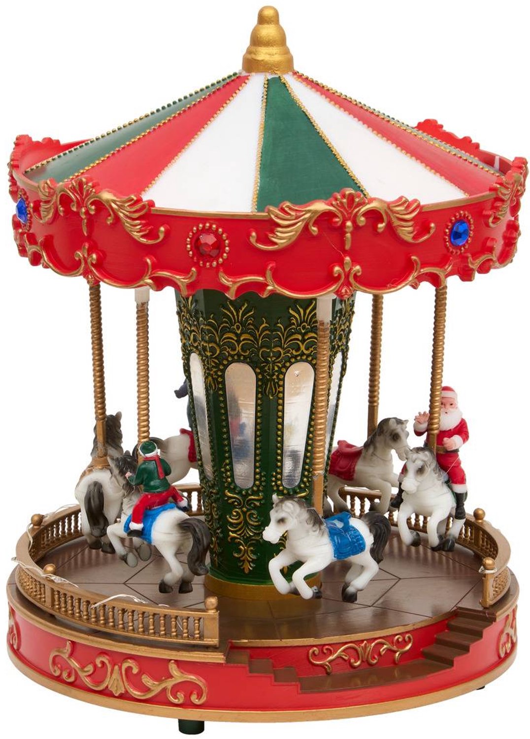Fééric Lights and Christmas Paardencarrousel Kerstdorp - Muziek en Verlichting - Ø21xH26cm - Multi