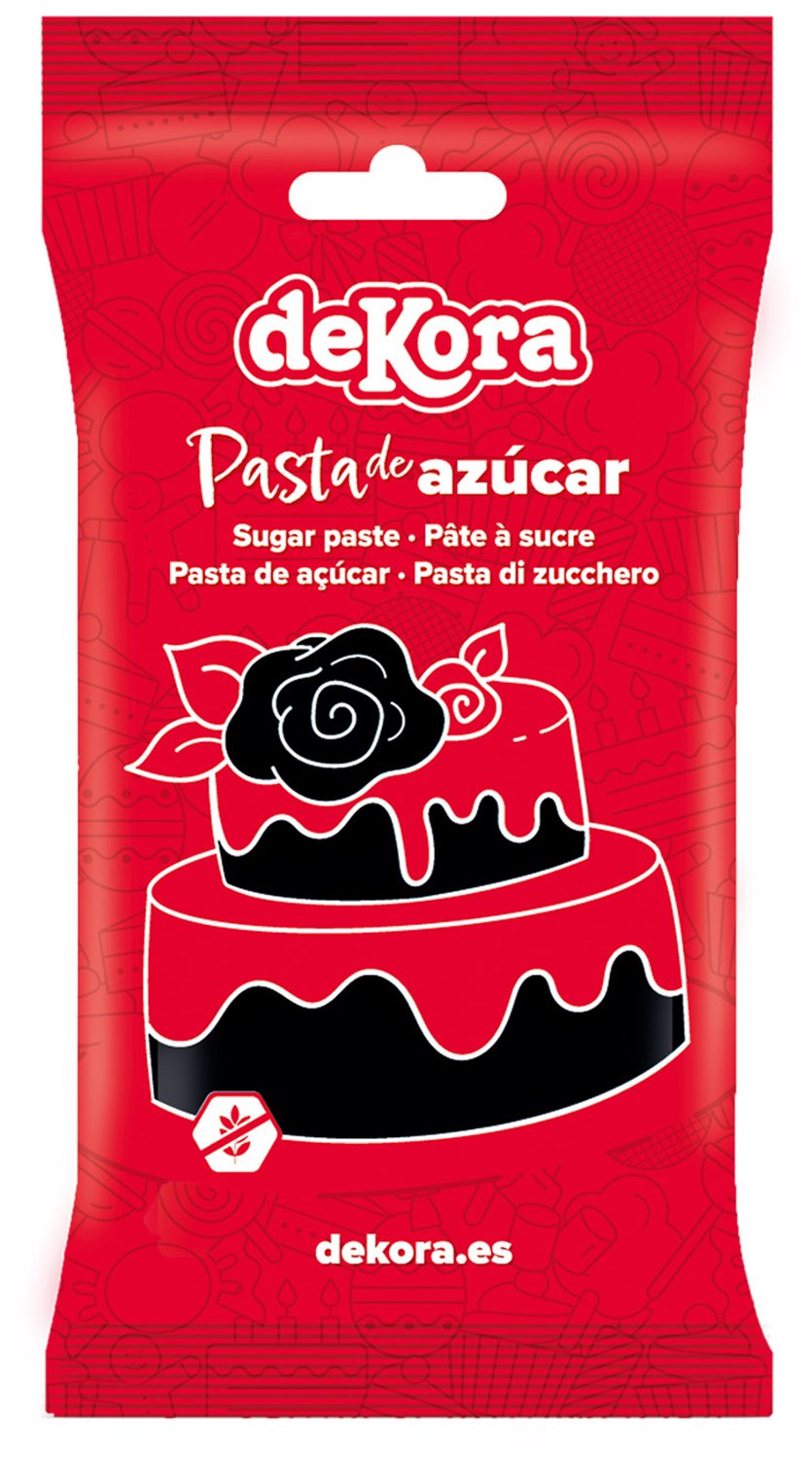 DEKORA - Zwarte glutenvrije suikerpasta 250 g gebruiksklaar