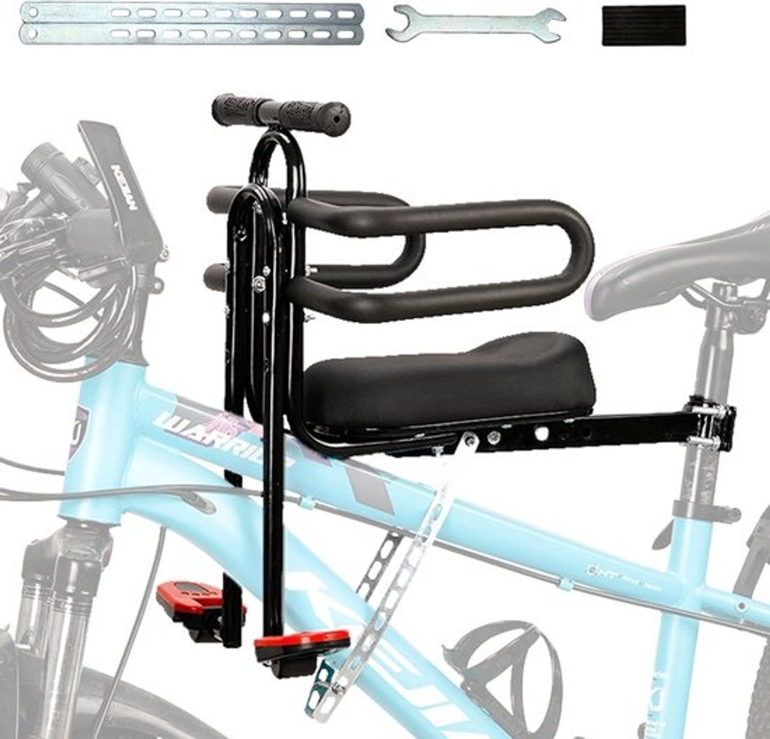 Fietskinderzitje Voor - Kinderzitje voor op de Fiets - Samen Fietsen - Met Voetsteunen - 1-5 Jaar - Zwart