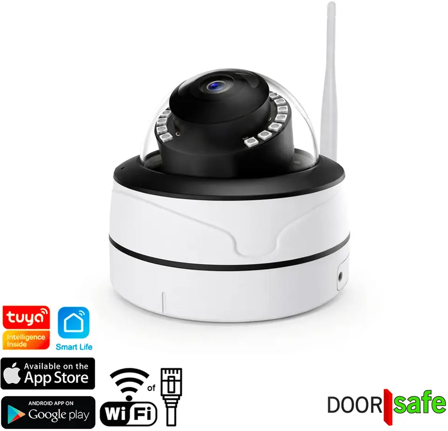Doorsafe 3125 | 4MP Dome Beveiligingscamera met 12 infrarood LED’s | type ‘dome’ | metalen behuizing | voor buiten | internet via 2,4 & 5 Ghz WiFi & Netwerkkabel | met ONVIF