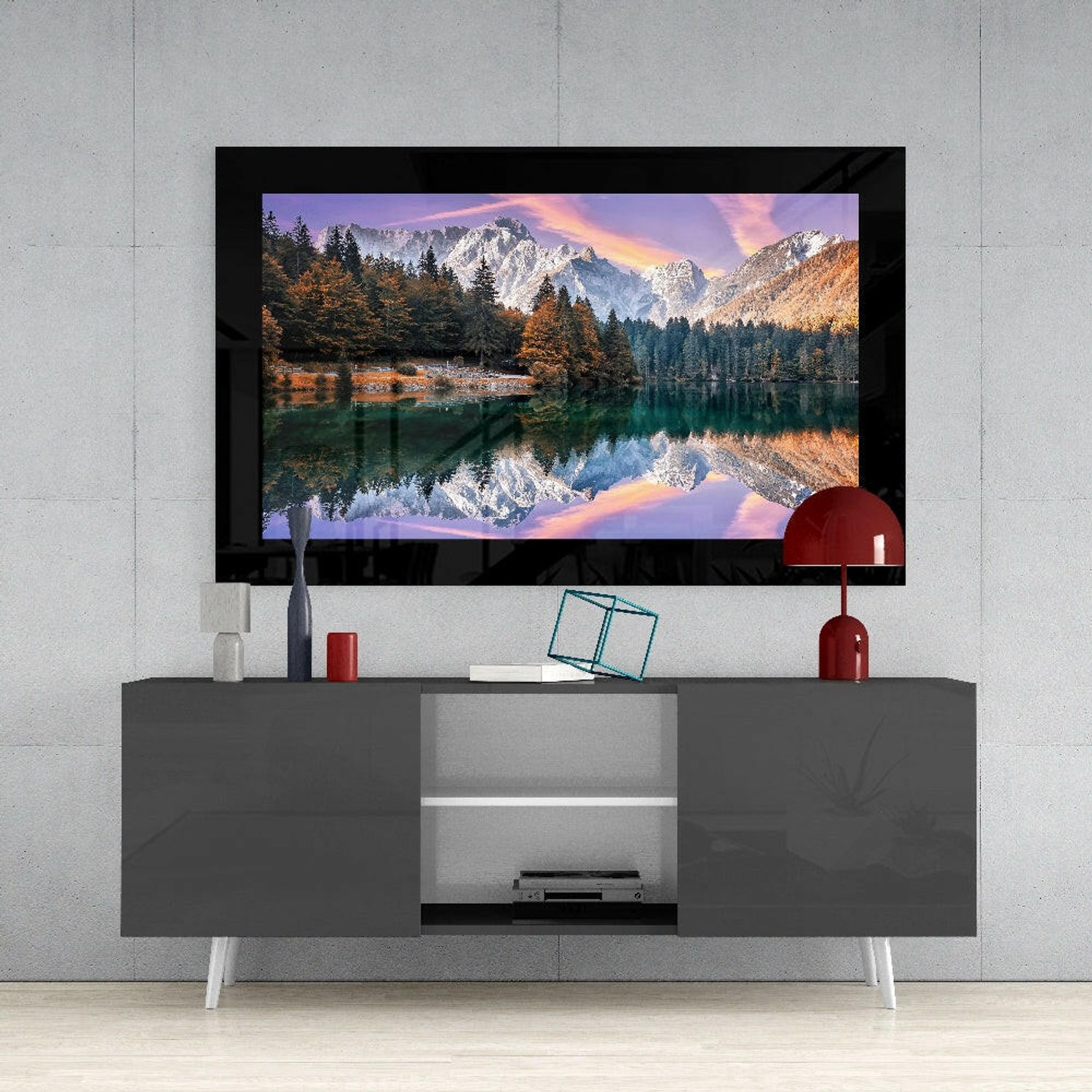 Glasschilderij – Gletsjermeer – Kunstzinnige Glasdecoratie