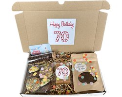 70 Verjaardag koffie brievenbus cadeau - chocolade - fudge - mokkaboontjes