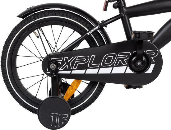 Aventuri Explorer 3.0 Jongensfiets 16 Inch - Kinderfiets voor 4 tot 6 Jaar - 100-115 cm - Met Zijwieltjes - Matzwart — afbeelding 4
