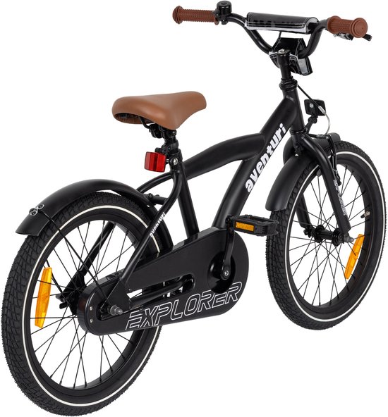 Aventuri Explorer 3.0 Jongensfiets 18 Inch - Kinderfiets voor 5 tot 7 Jaar - 110-125 cm - Met Standaard - Matzwart — afbeelding 5