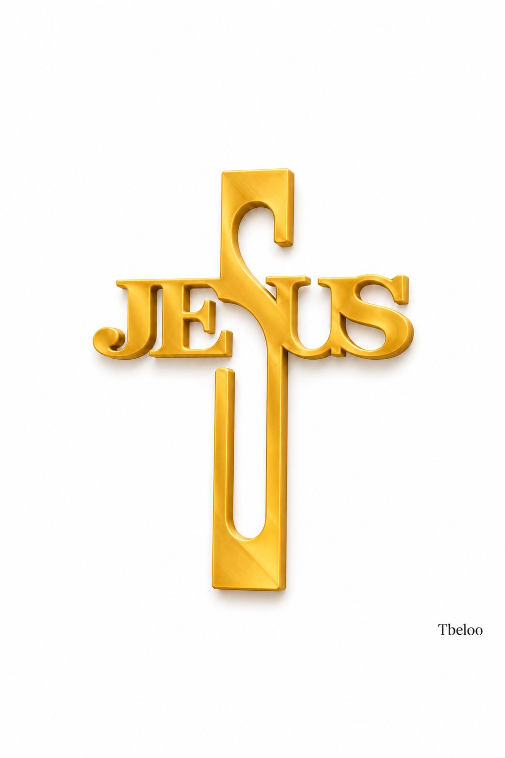 Tbeloo Jezus Kruis – Christelijke Wanddecoratie – 3D Geprint – Gold – 18 cm x 13 cm