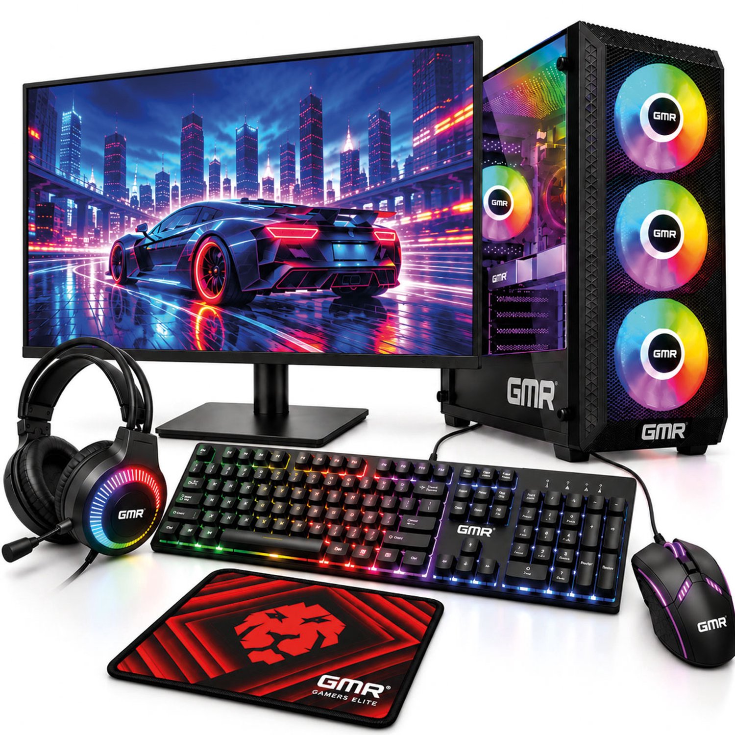 GMR X-Control Gaming PC Set - 27 inch Full HD - AMD Ryzen 3 3200G - Radeon Vega 8 - 16GB RAM - 512GB SSD - WiFi - Windows 11 Pro