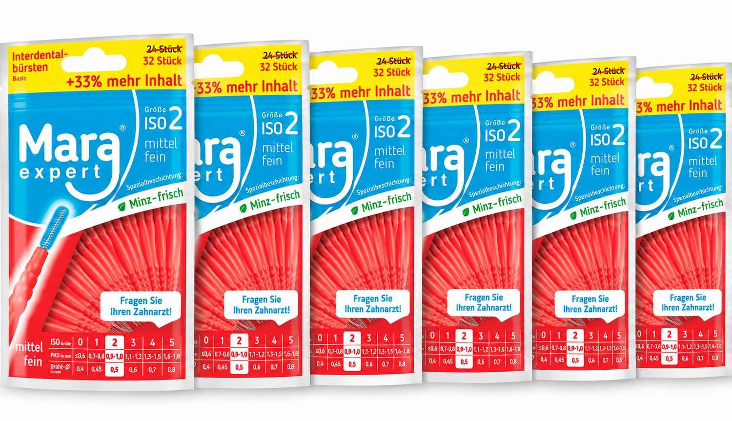 Mara Expert ID Brush Basic Ragers - ISO 2 - Rood - 6 x 32 stuks - Voordeelverpakking