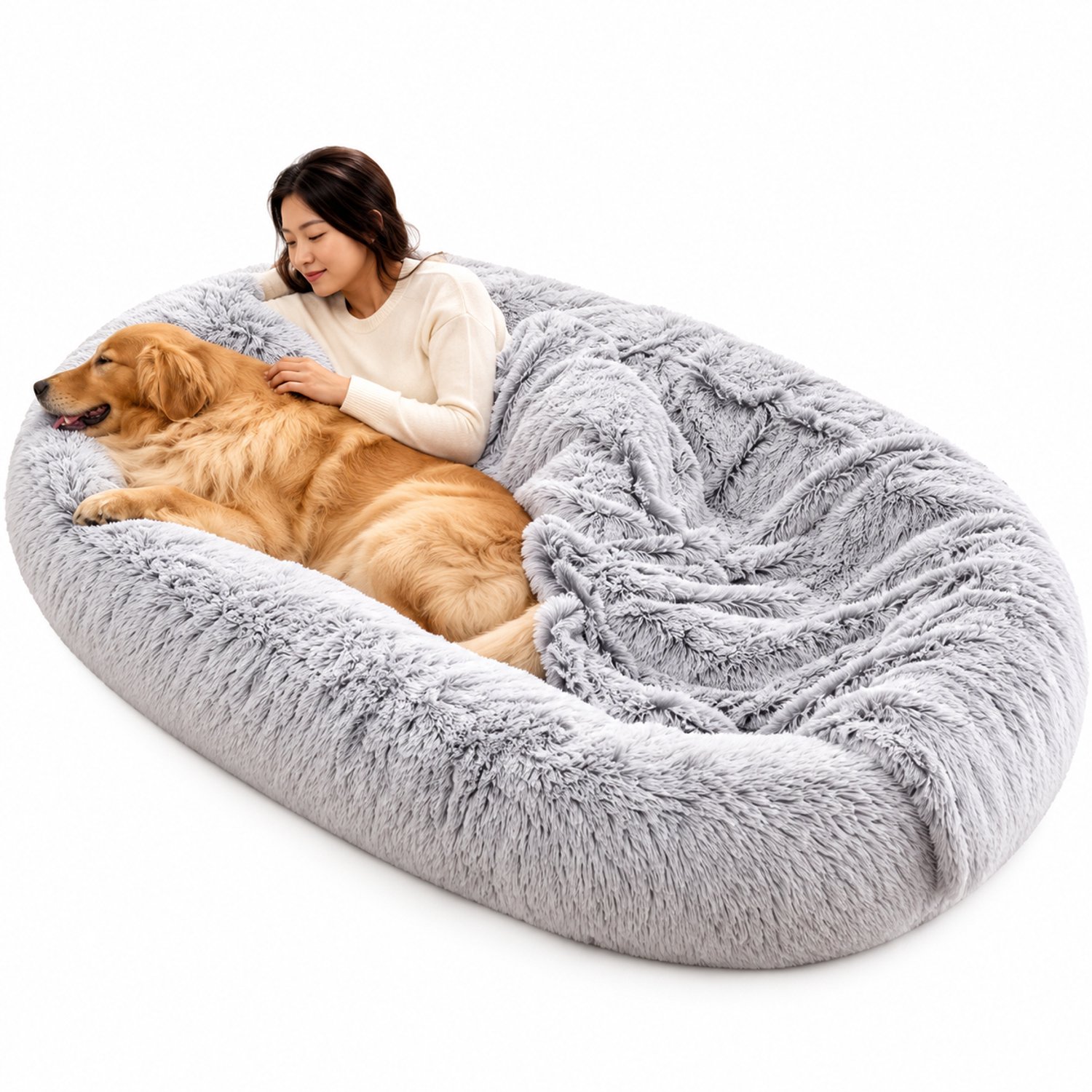 VILIMA - Human Dog Bed - Hondenbed Voor Mensen - Hondenmand XXL - 165x95x30 cm - Zacht - Afneembare en wasbare hoes - Licht grijs