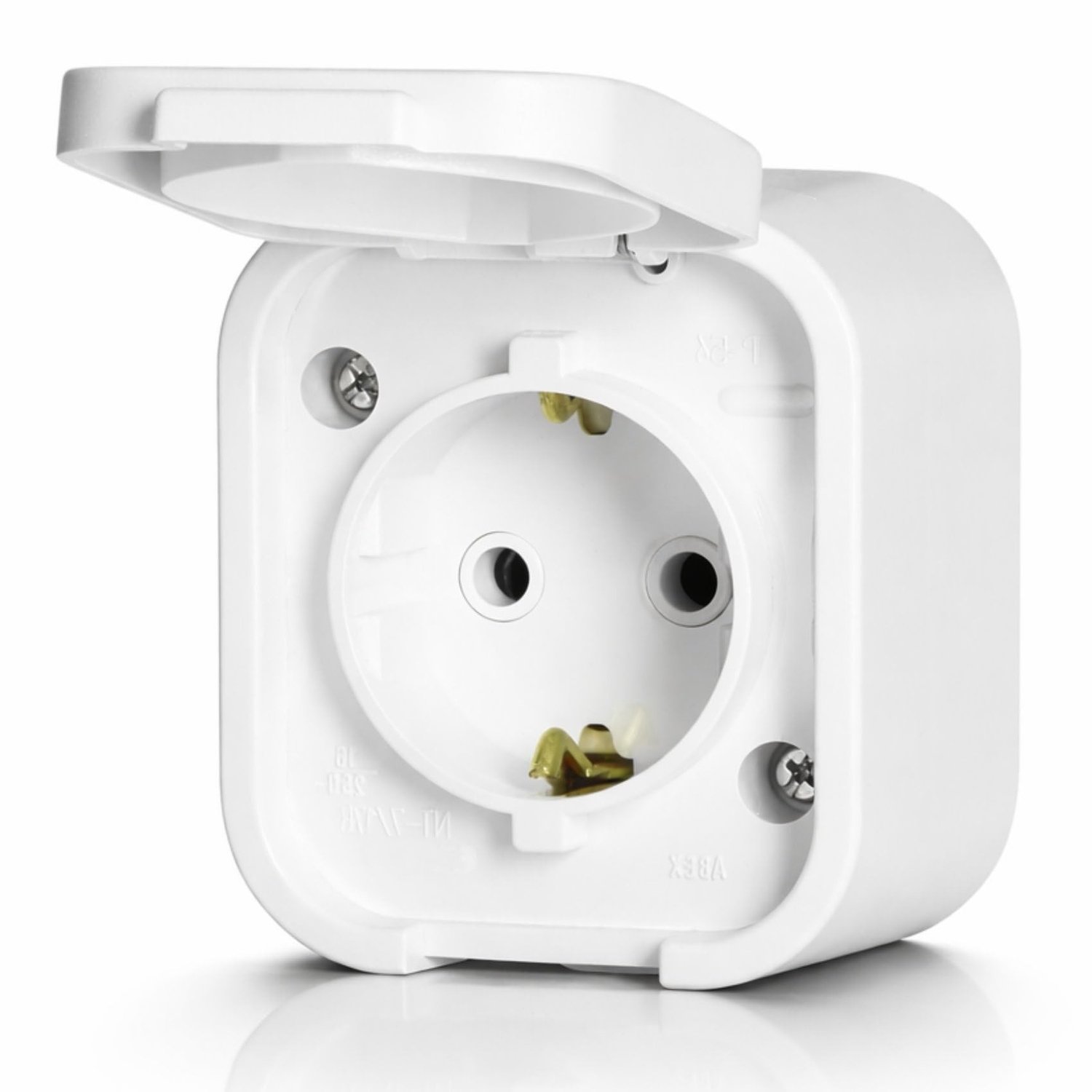 Opbouwstopcontact IP54 met Vouwdeksel Wit