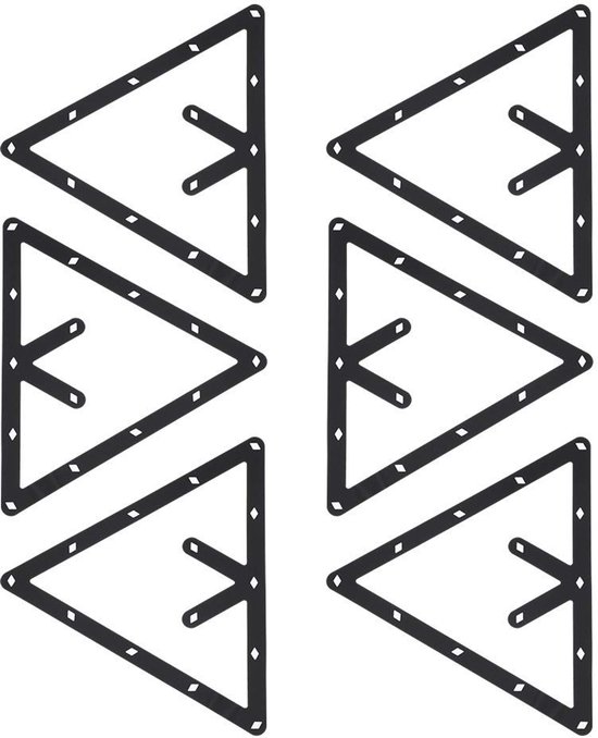 Pooldriehoek Zwart - 6-delige Set - Biljarttafel Accessoire - Balhouder - Positionering - Afmetingen 24 x 24cm - Biljartrek — afbeelding 2