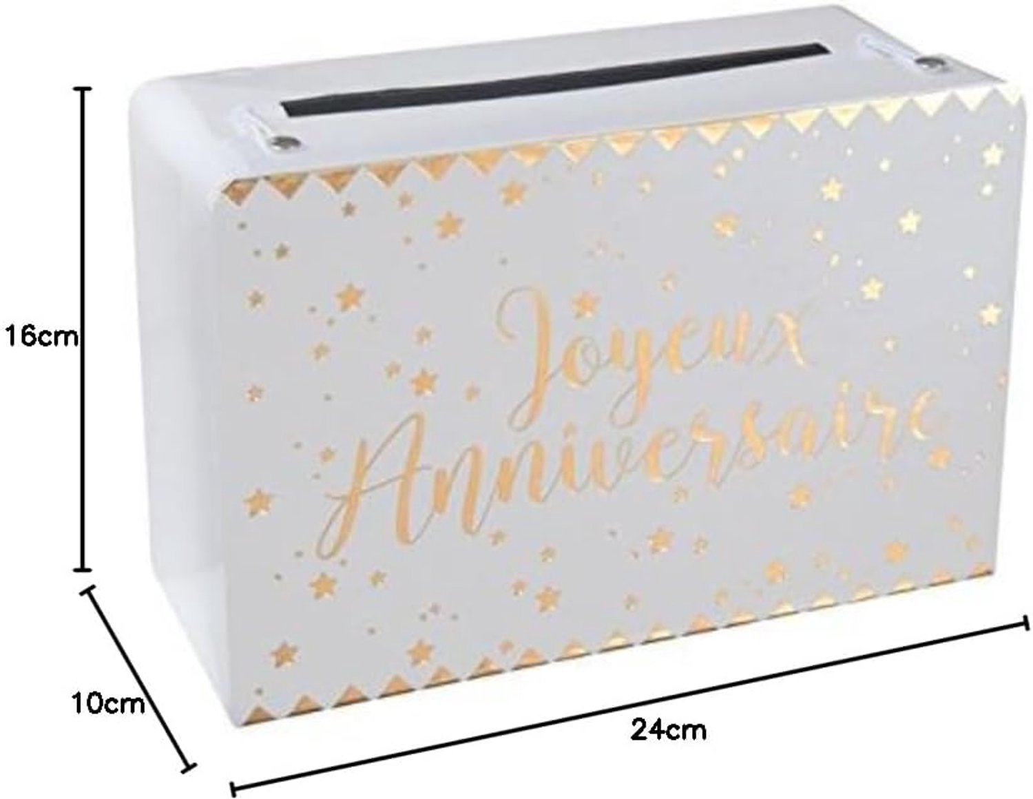 Spaarpot 'Happy Birthday' Wit & Goud Karton - Feestelijk Cadeau