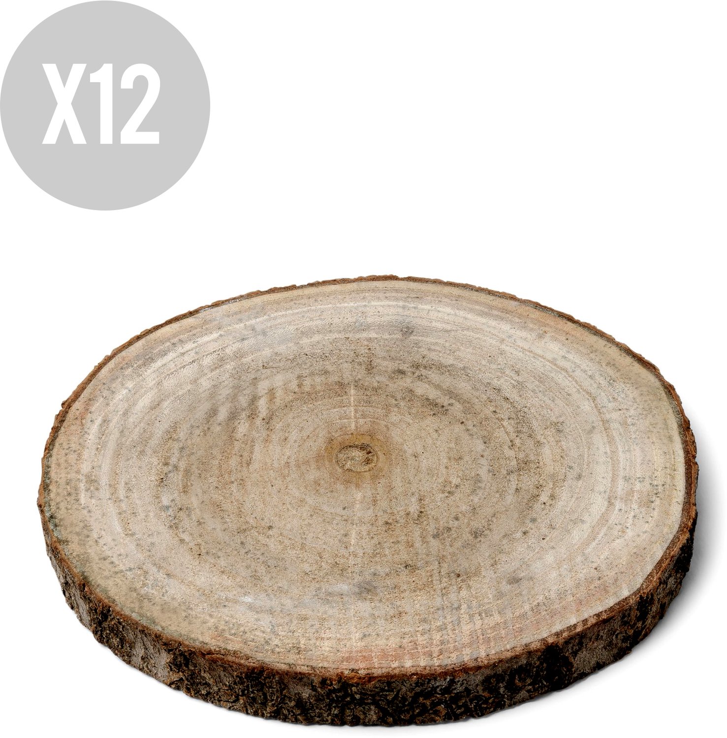Vegaoo - 12 natuurlijke houten schijven 13 tot 17 cm