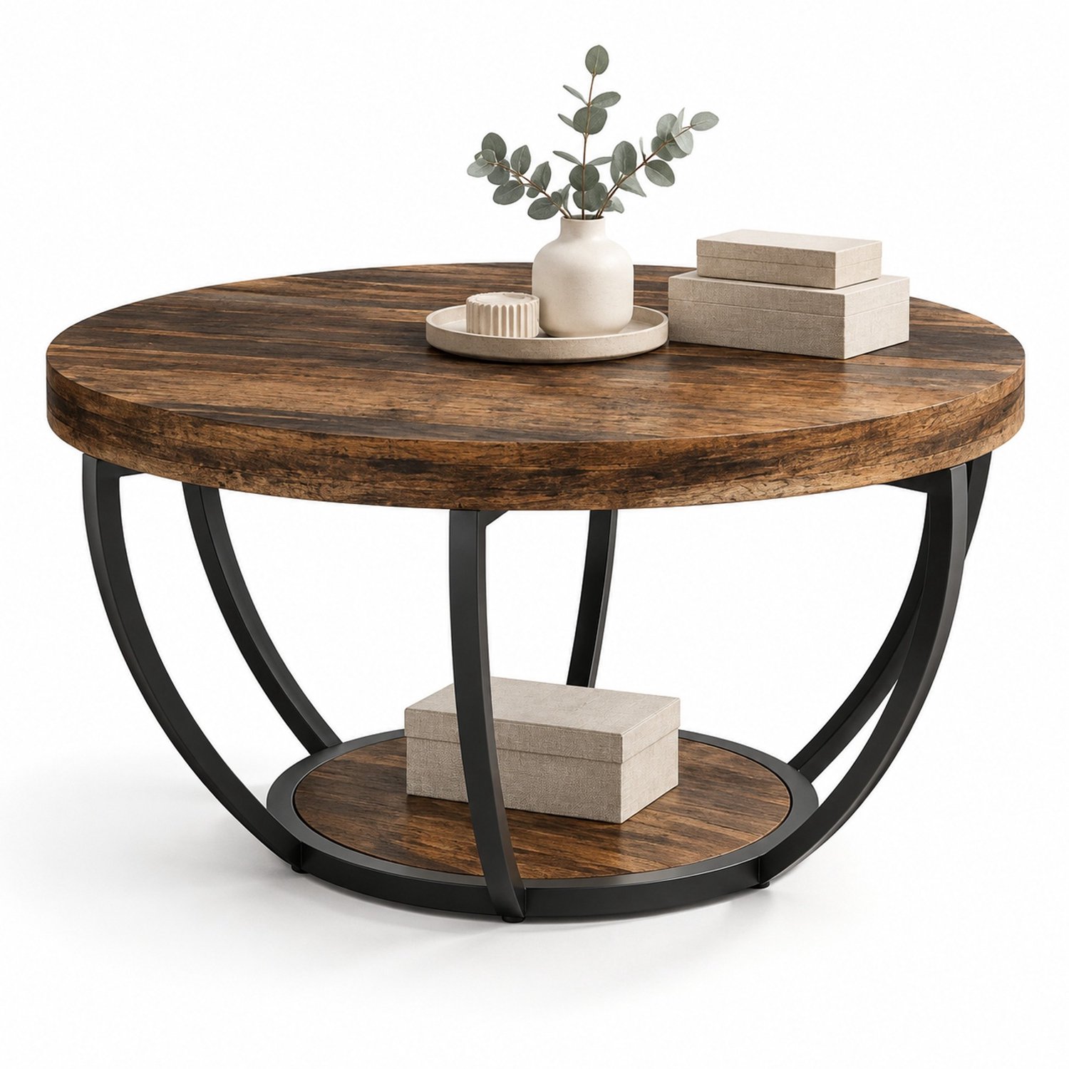 CHICFURN Salontafel - 2-laags - rond - Rustic Rustiek