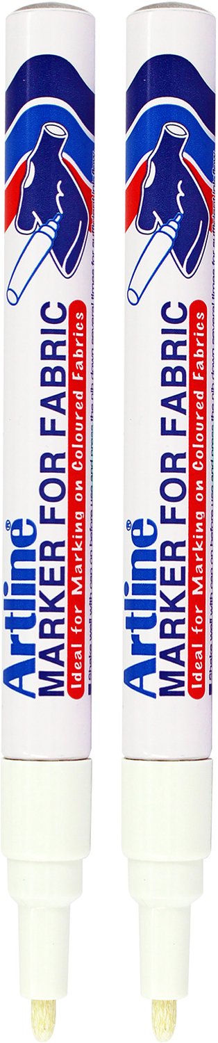 Artline Fabric Markers - Set van 2 markers - Voor textiel en kleding - Textielstiften - Wit