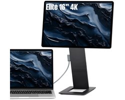 SOTSU® FlipAction Elite 16 inch Portable Monitor 4K UHD - Draagbare Monitor voor Laptop - Extra Scherm Laptop - USB-C 65W & Mini HDMI - 100% DCI-P3 - 450 Nits - Aluminium - Space Black - Draagbaar Scherm
