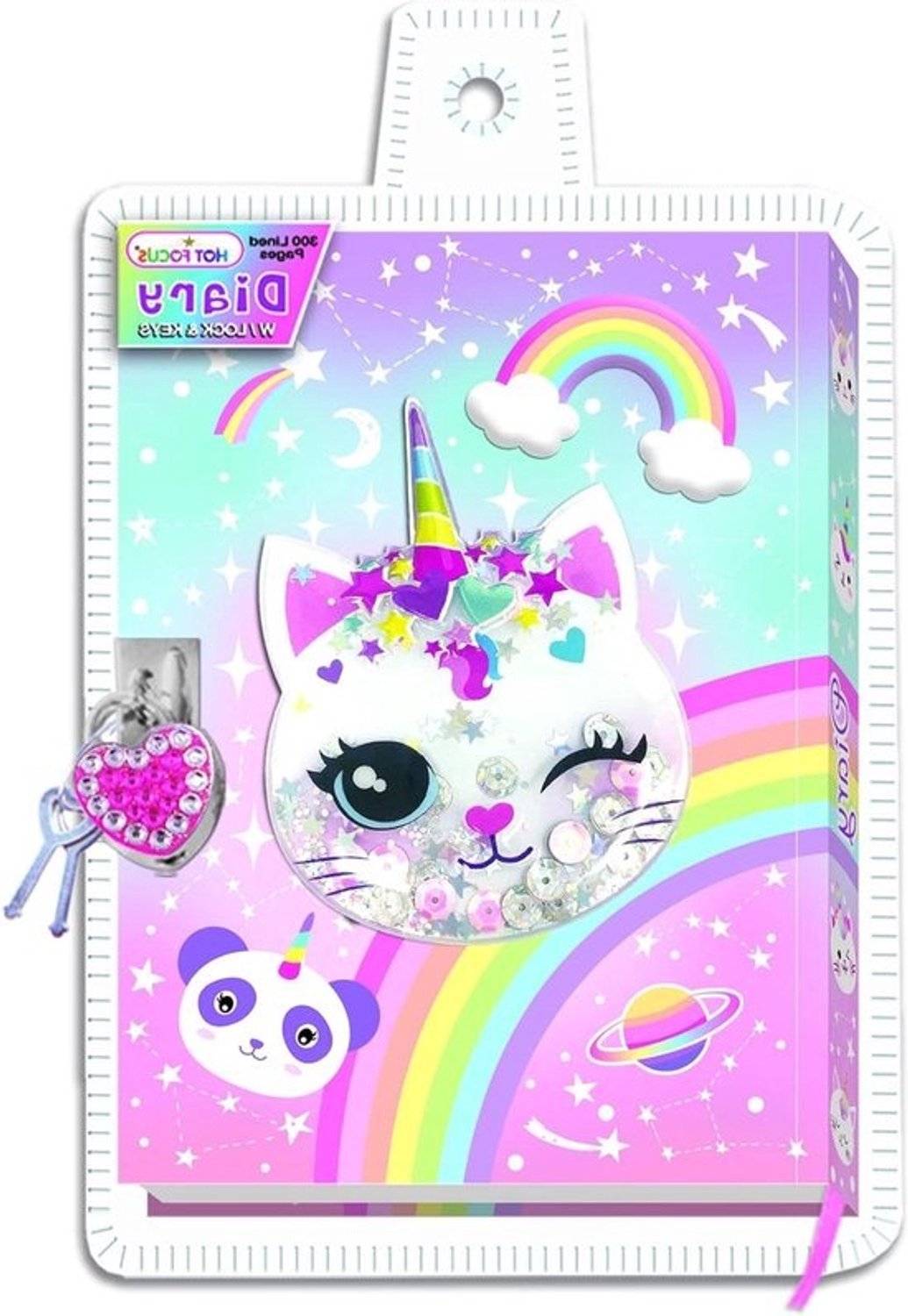Geheim dagboek - Schrijfdagboek voor kinderen - Geheimen bewaren - Kat met pailletten - 7 inch - Roze